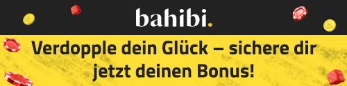 Bahibi Banner mit Bonushinweis und schwebenden Spielchips
